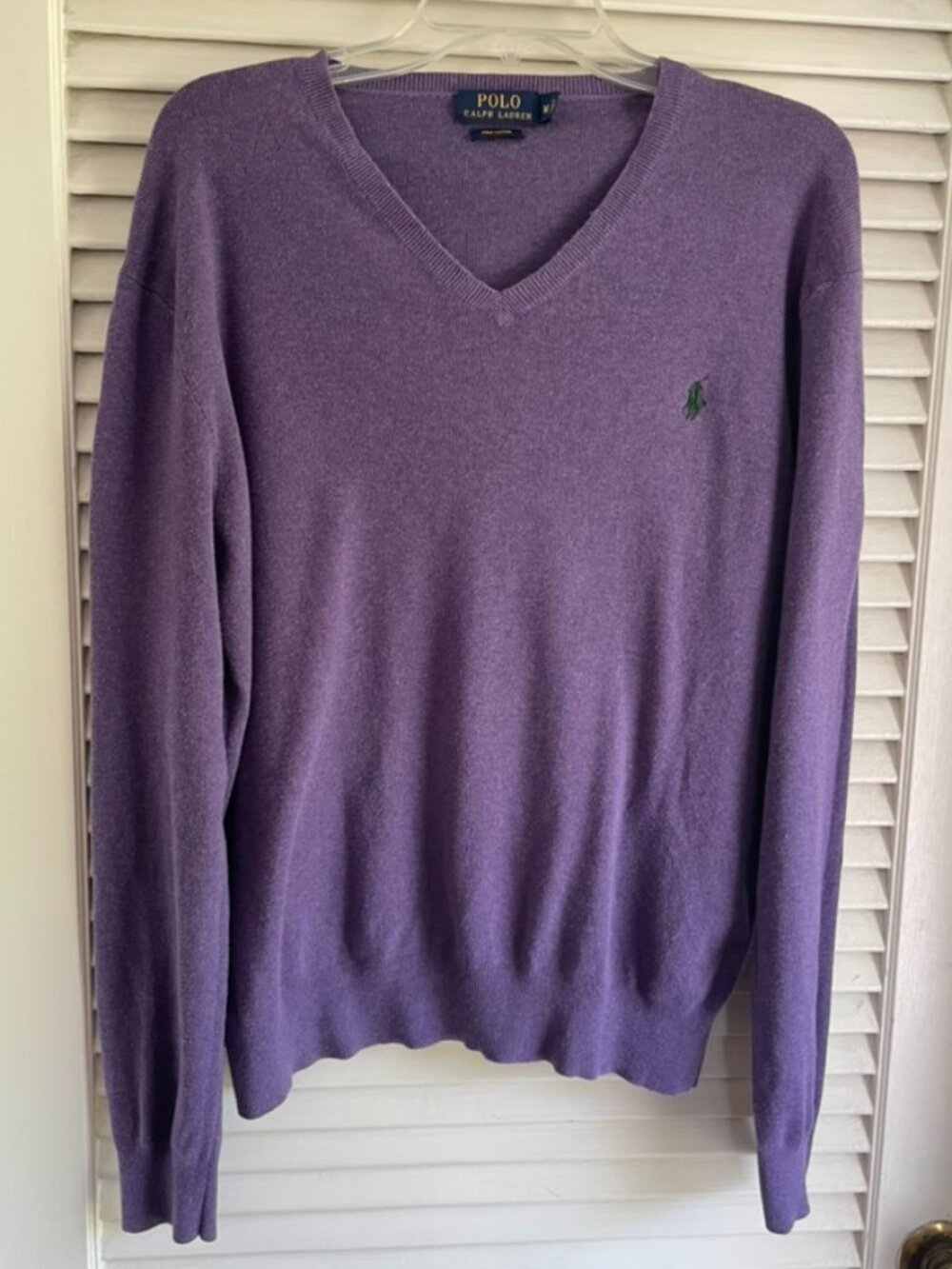 Vintage Polo Ralph Lauren V-Neck Sweater Mens SZ Med Pima Cotton Preppy Luxury